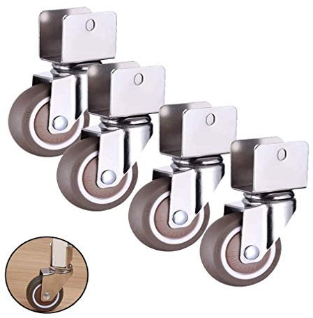 1-Zoll-Möbelrolle, Lenkrolle aus Gummi for Kinderbetten, Lenkrollen mit Bremsen, mit U-förmiger Schienenhalterung, for Wohnmöbel, Bürotisch, Schrank, Kinderbett, 4 Stück (Drehgelenk 18 mm) (Color : S