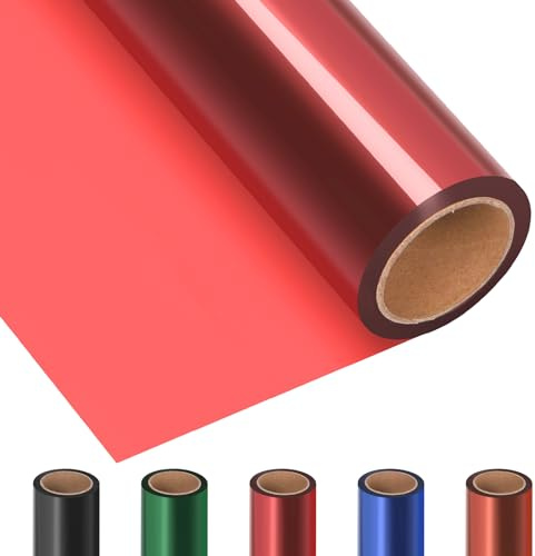 Mardatt Cellophan Wrap Roll Rote transparente Cellophan Wrap Extra breite Cellophan Geschenkverpackung Cellophan Roll für Geschenkkörbe Urlaub Dekoration Sträuße