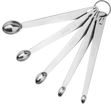CLVEDU 5Pcs Measuring Spoons Set, 1/4 TSP, 1/8 TSP, 1/16 TSP, 1/32 TSP, 1/64 TSP Stainless Steel Tiny Measuring Spoons for Cooking Baking Powders, Spices