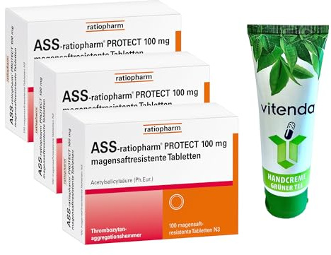 ASS-Ratio protect 100 mg magensaftresistente Tabletten 3x100 Stk inclusive einer Handcreme von vitenda