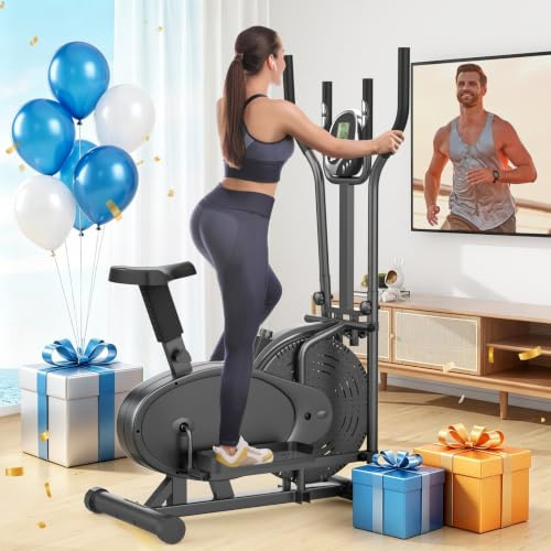 Cowmew 2 in 1 Cross Trainers with Adjustable Resistance & Seat for Home