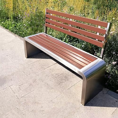 SORVA Gartenbank aus Metall, Terrassenbank für den Außenbereich, Edelstahlrahmen, wetterfeste Parkbank, Tragfähigkeit 500 kg, für Park, Veranda, Hinterhof (Größe: 150 cm C)