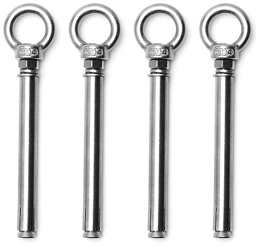 Ring-Ösenschraube, M6 x 70, Erweiterungs-Ösenschraube, Ösenmutter, Schraube mit Ring, Anker-Rohbolzen aus Edelstahl 304, 2 Stück(M6*100,4PCS)