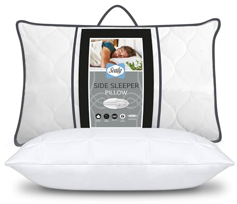 Sealy Side Sleeper Pillow - Supportive Foam Centre Pillow with Medium Firmness Ideal for Side Sleepers - Hypoallergenic, Fibadown Fibres and Quilted Cotton Cover, Pack of 2