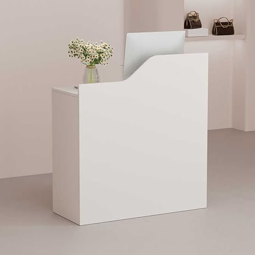 Moderner weißer Empfangstresen für Bekleidungsgeschäft, Rezeption, Theke mit Arbeitstischen, Büro, Boutique, Lobby, Kassenzähler