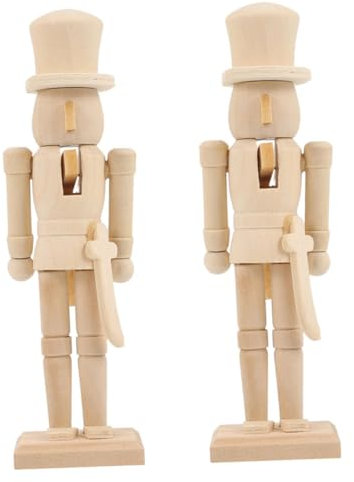 GLSTOY 2pezzi Figurine Di Nutcracker Legno Incompiuto Per Ornamenti Natalizi Personalizzati Da Articoli Per Fai Da Te Decorazioni Per Casa e Regali Unici