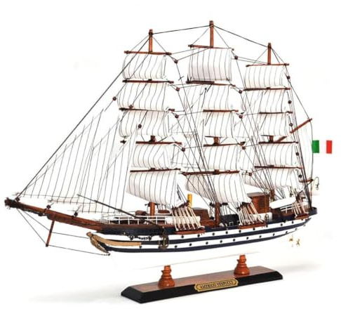 YLME Schiffsmodell aus Holz Amerigo Vespucci 65CM Vollständig Montiertes | Segelboot Modell aus Massivholz Segelboot aus Holz Nautische Holzornamente Home Collection Als Geschenk