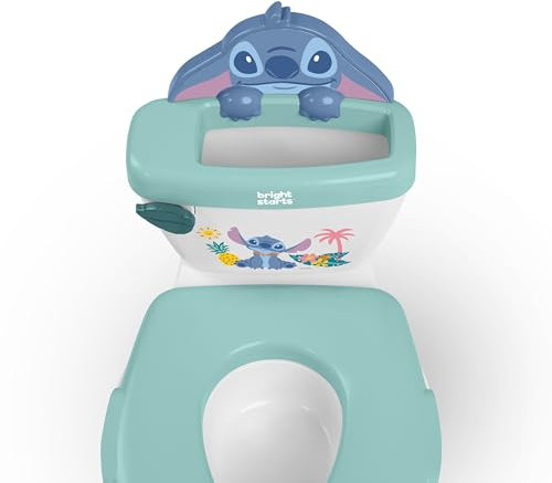 Disney Baby Stitch My Size Töpfchen von Bright Starts, 2-in-1 Kinder-Töpfchen mit Spülgeräusch, Abnehmbarem Toilettensitz, Enthält 12 Aufkleber, Töpfchentraining, Ab 18 Monaten