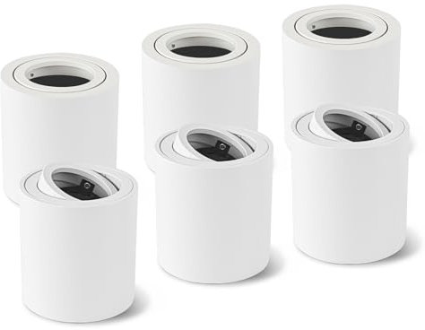 Gleonlux Ceiling Spotlights GU10 Swivelling White 6 Pcs, Surface-Mounted Spotlight 230V Frame with GU10 Socket LED Light Flat Aluminium Round Ceiling Downlight, Bathroom Ceiling Light