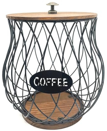 Kueohse Organizador de tazas rústico K para cafetera, decoración para mostrador, color negro, 1 unidad