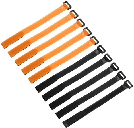 sourcing map 10 Pcs Reusable Battery Tie Down Straps 20mm x 20cm Nylon Multipurpose Battery Hold Down Adjustable Cinch Strap Hook Loop Fastening Tie for FPV RC Drone Boat Car, Black/Orange