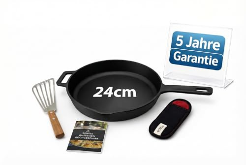 Ottia geschliffene Gusseisenpfanne, bekannt aus dem Fachhandel. Sehr widerstandsfähig und robust. 24cm groß. Bratpfanne aus Gusseisen, Cast Iron Pan, Eisenpfanne, Gusseiserne Pfanne. HH Händer.