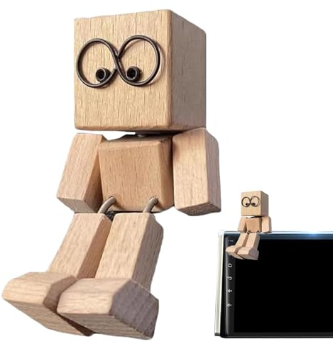 Generisch Holzmännchen Figur - Wackelnder mit Beweglichen Füßen | Lustige Skulptur Beweglicher Dekoartikel Für Büro Reise Wohnzimmer