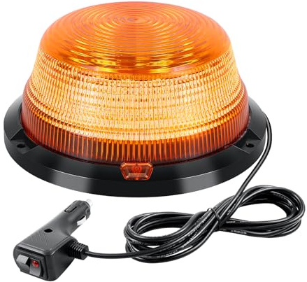 RIGIDON Rotativo Luz LED Estroboscópica, 6.3 Pulgadas 90 Led, Naranja | Magnética Faro Intermitente de Advertencia de Emergencia para 12V 24V Coche SUV Caravana Remolque Camion Tractor Elevadora