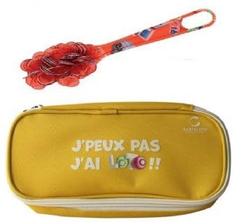 cavernedesjouets Kit Loto Complet 3 en 1 : 100 pions magnetiques Rouge + Baton ramasse jetons + Trousse Rangement - Set Accessoires Jeu Bingo + Carte