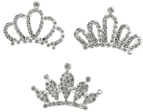 Healeved 3 Pièces Peigne à Diadème en Alliage Argenté pour Petites Filles, Accessoire Cheveux Chic et Peau Douce, pour Fêtes de Noël et Photos Style Aléatoire