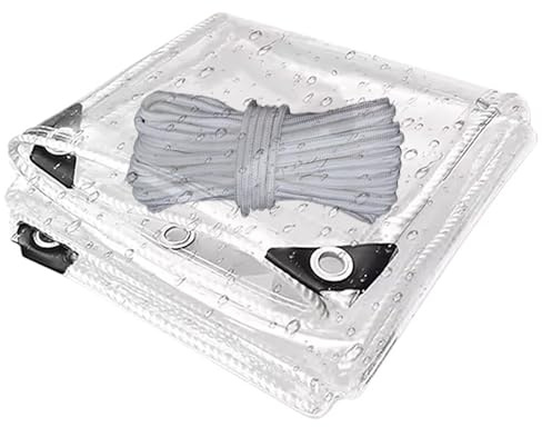 Bâche Imperméable 140 x 210 cm Bâche Armée Transparente 400 G/M², Indéchirable, sur Mesure avec Corde pour Exterieur, Jardin, Tonnelle, A