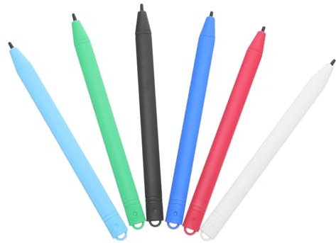 Penne per Tavoletta Lcd 6 Pezzi in Plastica per Bambini | Impugnatura Comoda e Scrittura Fluida, Bordi Lisci e Forma Stabile, Colori Assortiti per Studio e Disegno