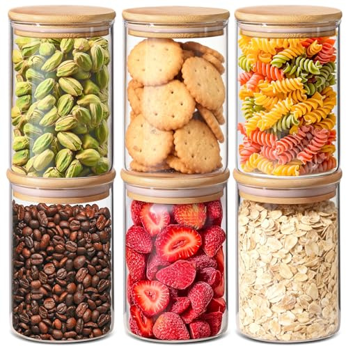 ComSaf Tarros de Cristal con Tapa, Frascos de Vidrio con Tapa, 950 ml, Set de 6 Piezas, Adecuado para Frutos Secos a Granel, Pinzas de Cocina, Mezcla de Frutas Secas