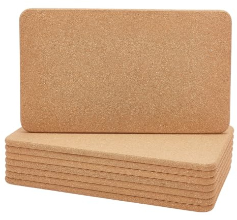 GOMAKERER 8pcs sous Verre en Liège pour Boisson Dessous de Plat Rectangulaire Réutilisable en Liège pour Comptoirs de Cuisine Tasses Verres et Mugs