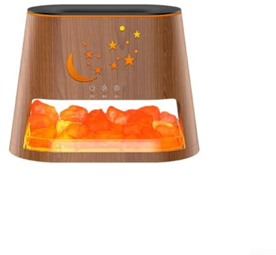 Feeshoppher Saltsten design luftfuktare med aromaterapilampa flameffekt 7 färger LED humörbelysning justerbar dimmnivåer negativ jon luftrening viskar tyst drift F