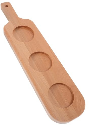 STOBAZA Bandeja Portavasos de Madera con Asa Ergonómica 3 Orificios para Vasos Tamaño 42X10 CM Soporte para Copas de Vino y Cerveza Adecuado para Bares Hoteles y Karaokes