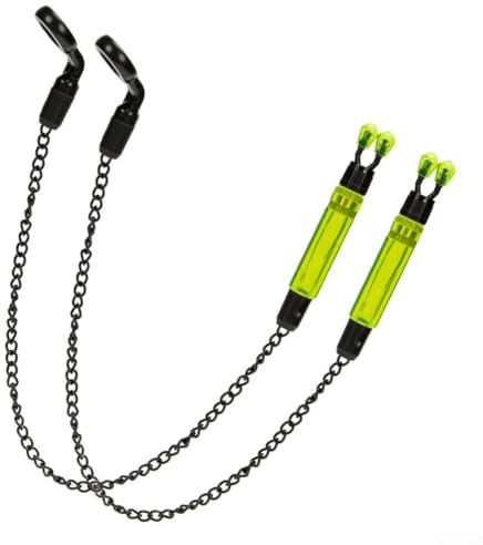 Alarma de pesca, paquete de 2, oscilación de señal de pescado inalámbrica sensible, indicador de mordida para aparejos de carpa, pesca nocturna, naranja, amarillo y rojo (verde)