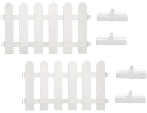 Luxshiny Recinzione da Giardino in Pvc Bianca 2x50x30 Cm Basi Rettangolari 4 Pezzi, Decorativa per Cortile e Aiuole, Ornamento Esterno Riutilizzabile e Resistente per Bordature Giardino