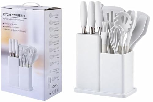 19 PCS Silicone Cooking Utensils Set with Wooden Handle, Heat-Resistant Non Stick Kitchen Utensils Set for Baking, Mixing and Serving, Essentials Kitchen Tools for New Homes and Gifts (Gray)