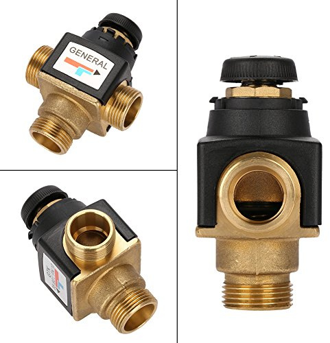 ZAICOLER Valvola Miscelatrice Termostatica DN20, Dispositivo di Controllo delle Alte Temperature Antiscottatura in Ottone, Valvole per Riscaldamento a Pavimento con Regolazione della Temperatura,