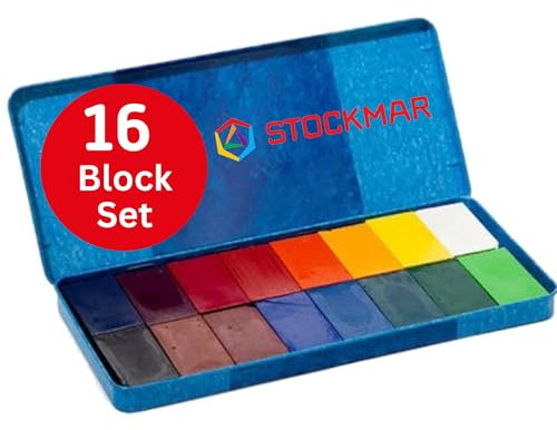 Stockmar 204884266 Wachsmalblöcke (16 Blöcke, wasserfest, aus Bienenwachs, im Blechetui)