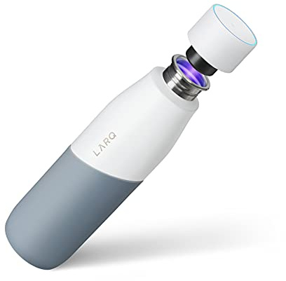 LARQ Movement PureVis 710ml – UV-selbstreinigende Edelstahlflasche mit Silikonhülle | Leicht, stoßfest, hält Wasser kühl | Fitness, Laufen & Outdoor-Aktivitäten, White/Pebble