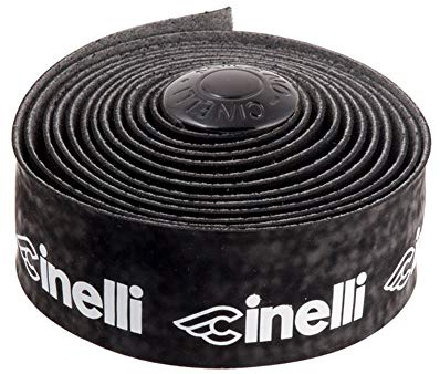 Cinelli Logo, Lenkerband, Schwarz/Weiß | Cinelli Lenkerband mit Samt-Logo, Schwarz, 2,5 mm, einfache Montage
