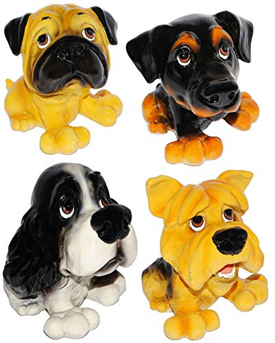 alles-meine.de GmbH 2 Stück - große Sparschweine - Hund - aus Kunstharz - Mops/Cocker Spaniel/Deutsch Langhaar/Terrier - stabile Sparbüchse - Hundewelpe - Comic Hunde/Spa..