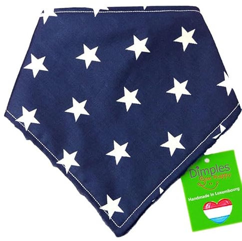 Dimples Hundehalstuch - Blau mit Sternen für Kleine, Mittlere und Große Hunde, Welpen und Katzen - Besitzer Geschenk - Handgemachtes Accessoire 45cm