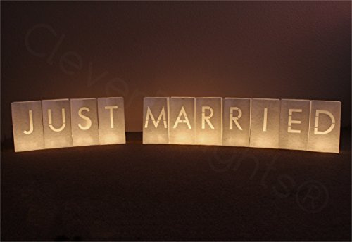CleverDelights White Luminary Bags - Just Married - 11 Bags - Wedding Reception