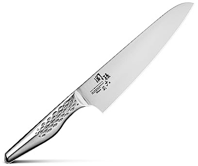 KAI Seki Magoroku Shoso Kochmesser 18,0 cm Klingenlänge - 5CR15MoV Edelstahl 56 (±1) HRC - konvexer Anschliff - 18-8 Edelstahl Griff mit Rautenmuster - Chef Küchenmesser - Made in Japan