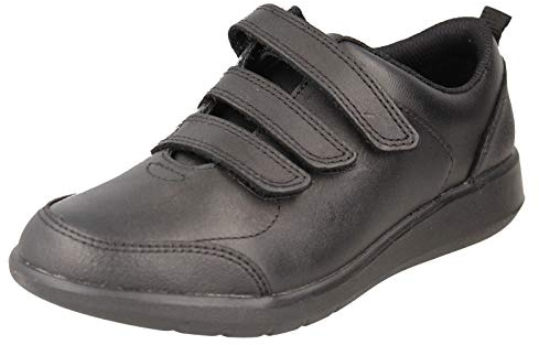 Clarks Boy's Scape Sky K Sneakers, Black Leather, 13.5 UK Child Wide
