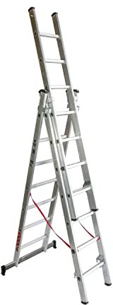 Homelux 825020 Escalera Aluminio Triple, 2 + 2 + 2 m, 3 x 7 Peldaños. 13.25 kg
