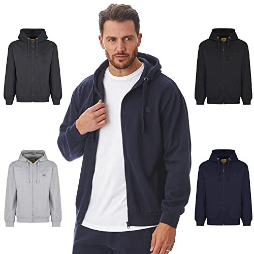 Iron Mountain Återvunnet garn för män miljövänligt anti-noppor mjuk fleece flexibel bekväm arbetskläder dragkedja huvtröja topp sweatshirt, marinblå, medium