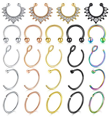 LAURITAMI Piercing Septum Hufeisen 16G 8-12mm Edelstahl Ringe Nase Knorpel Tragus Helix Ohrringe Piercing Schmuck