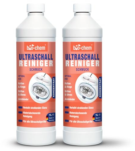 bio-chem Ultraschallreiniger Konzentrat 2L | Geruchs- & alkoholfreier Reinigungszusatz für Ultraschallgeräte, Brille, Schmuck, Zahnersatz & Rasierer