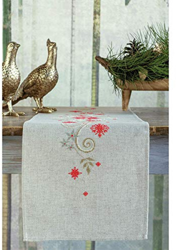 Vervaco Stickpackung Tischläufer Zählmusterpackung Kreuzstich Weihnachten Stickläufer zum Selbersticken Stickset Weihnachten Kreativ Set für Erwachsene 29 x 102 cm Kreatives Geschenk