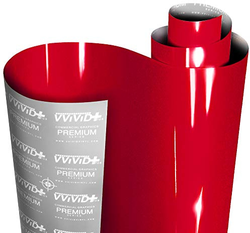 VViViD+ Ultra Gloss Metallic Candy Red Vinyl Car Wrap Premium Paint Replacement Film Roll with Nano Air Release Technology (1.5ft x 5ft)