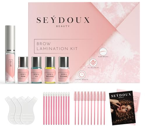 SEYDOUX BEAUTY | Kit Brow Lift Sourcils | Lifting des Sourcils au Ricin, Huile d'olive, Vitamine K | Semi-Permanent DIY Brow Lamination Set Pour La Maison - Végétalien, Sans Cruauté