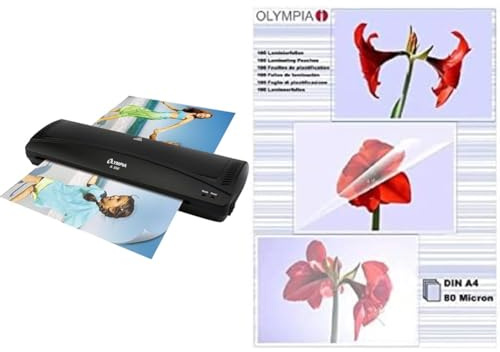 Olympia A 330 Laminiergerät für A3, Schwarz & Olympia 9166 Laminierfolien, 80 Mic, DIN A4, 100 Stück