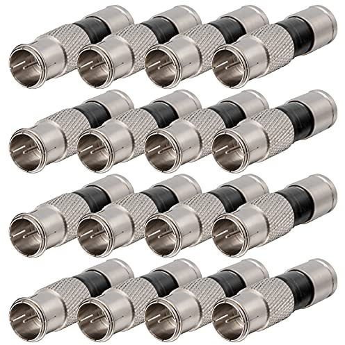 hb-digital 16 conectores rápidos profesionales de compresión F niquelados Quickfix para cable SAT – para cable coaxial de antena con diámetro de 6,8 – 7,4 mm conector 4 K UHD HQ macizo