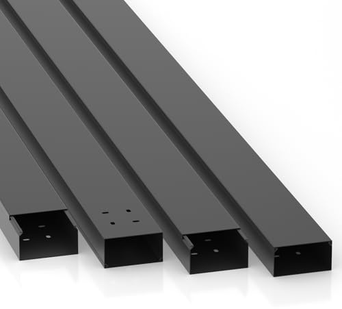 SCOS Smartcosat Kabelkanal, 80x40 mm, 2x1 m, Schwarz, Bodenlochung | PVC, UV-beständig, Innen & Außen, 2 Stangen à 1 m = 2 m, Made in Germany