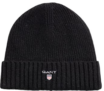 GANT 991000-5 Mütze aus Wolle, gefüttert, aus Baumwolle, Jersey, Schwarz, Einheitsgröße