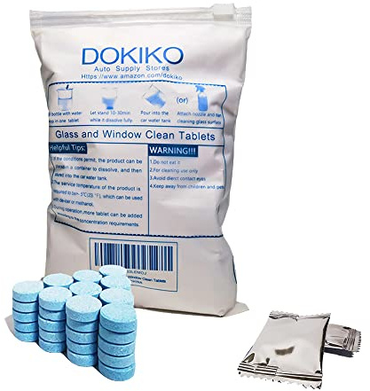 DOKIKO Glass Cleaner Refill Tablets - 50 Concentrated Multi-Surface Cleaning Tablets, 1 Pack Makes 50 * 16 fl oz Spray for Windows, Mirrors, Windshields & More